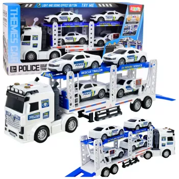 LEAN TOYS Police Truck Tow Truck Transport Police Cars with Lights and Sounds