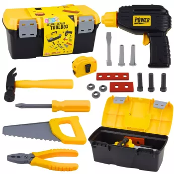 LEAN TOYS Tool Set in Box Battery-Powered Screwdriver Accessories 23 pcs