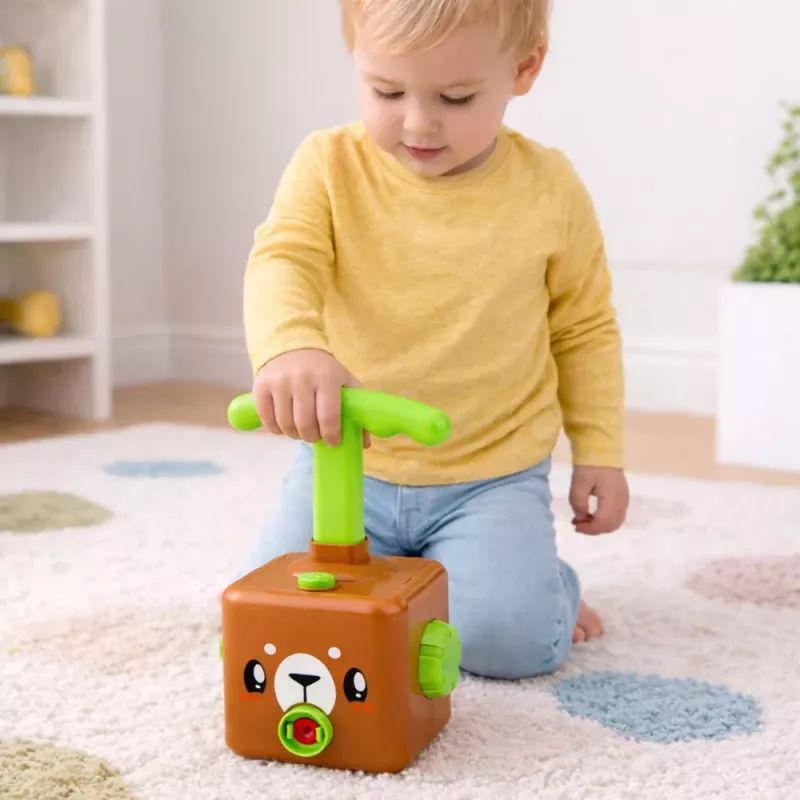 LEAN TOYS Toy Set with Balloon Launcher Cars Teddy Bear for Children