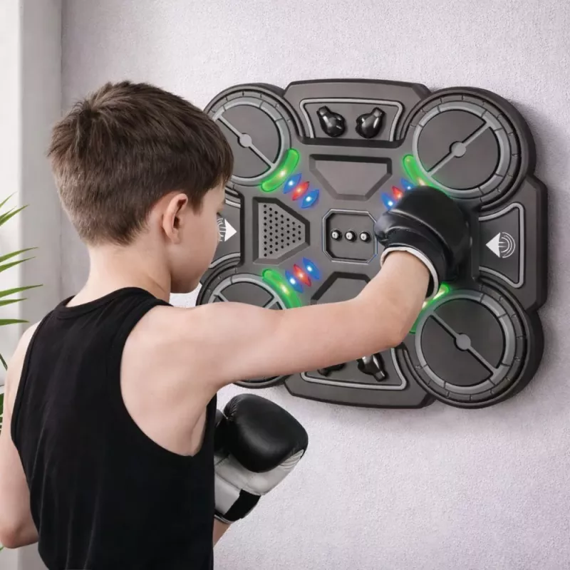 LEAN TOYS Interactive Musical Boxing Shield with LED Lights 3 Levels Black