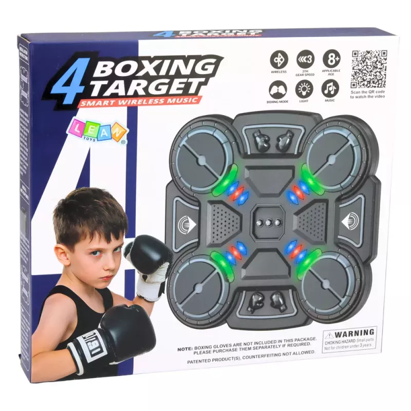 LEAN TOYS Interactive Musical Boxing Shield with LED Lights 3 Levels Black