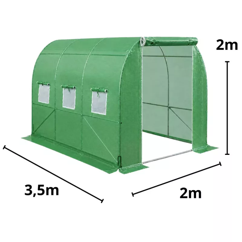 LEAN Greenhouse for Vegetables, Green UV Windows, 3.5x2x2M, 7M²
