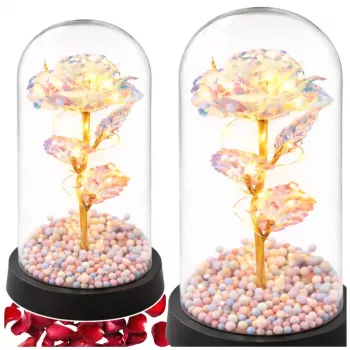 LEAN Eternal Rose in a Glass Dome LED Crystal Lighting 21.5 x 11 cm