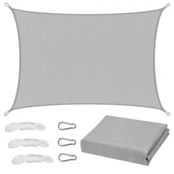 LEAN Rectangular Garden Sun Shade Sail, Waterproof, Gray, 300x400 cm