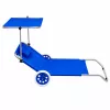 LEAN Folding Garden Beach Deckchair on Wheels with Canopy, Aluminum, Blue