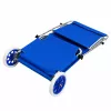 LEAN Folding Garden Beach Deckchair on Wheels with Canopy, Aluminum, Blue