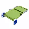LEAN Folding Garden Beach Deckchair on Wheels with Aluminum Canopy Green