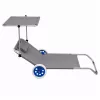 LEAN Garden Beach Deckchair on Wheels with Folding Canopy, Aluminum, Gray