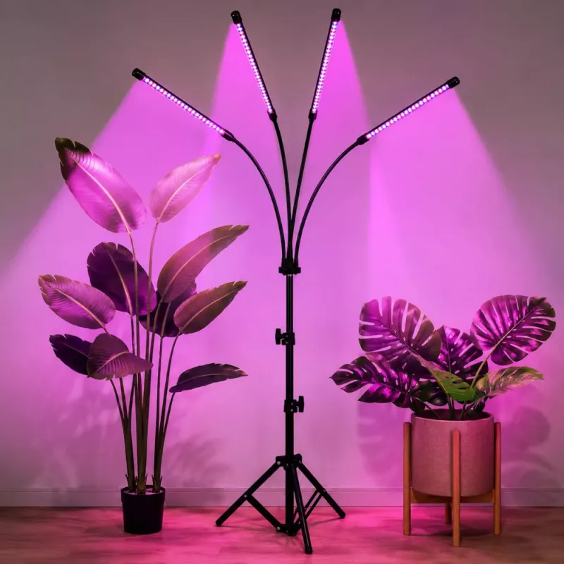 LEAN LED Lamp for Growing Crops and Illuminating Plants, 4-Panel Stand, Remote Control