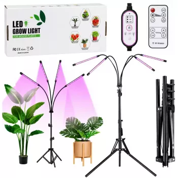 LEAN LED Lamp for Growing Crops and Illuminating Plants, 4-Panel Stand, Remote Control