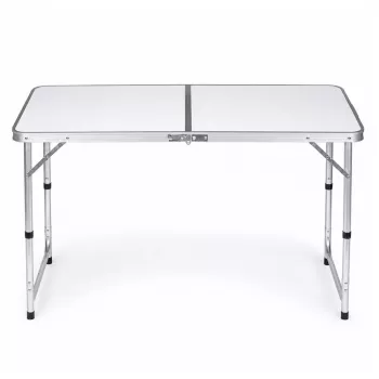 LEAN Folding Camping Table Adjustable Height Suitcase White