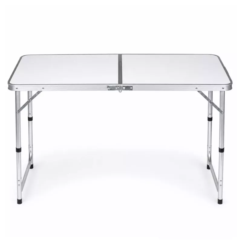 LEAN Folding Camping Table Adjustable Height Suitcase White