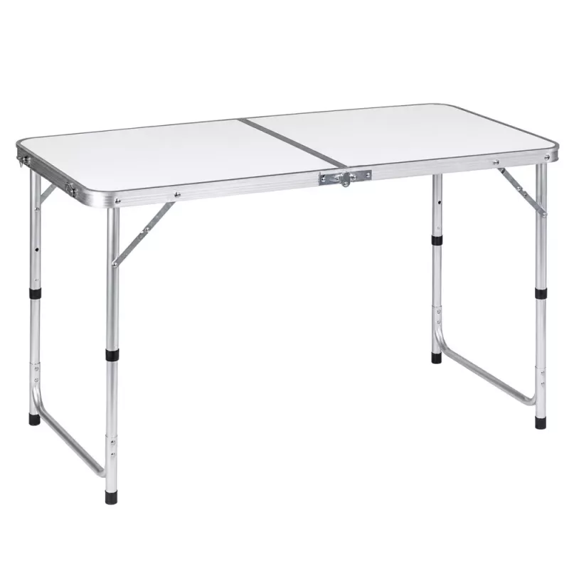 LEAN Folding Camping Table Adjustable Height Suitcase White