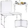 LEAN Folding Camping Table Adjustable Height Suitcase White