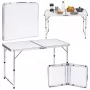 LEAN Folding Camping Table Adjustable Height Suitcase White