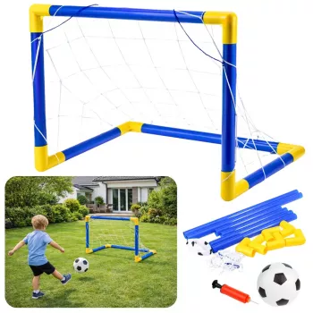 LEAN TOYS Sports Set for Playing Football, Soccer Goal, Ball, Pump 62x40cm
