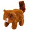 LEAN TOYS Plush Interactive Squirrel in a Basket Walks and Makes Sounds Brown