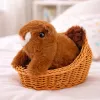LEAN TOYS Plush Interactive Squirrel in a Basket Walks and Makes Sounds Brown