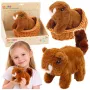 LEAN TOYS Plush Interactive Squirrel in a Basket Walks and Makes Sounds Brown