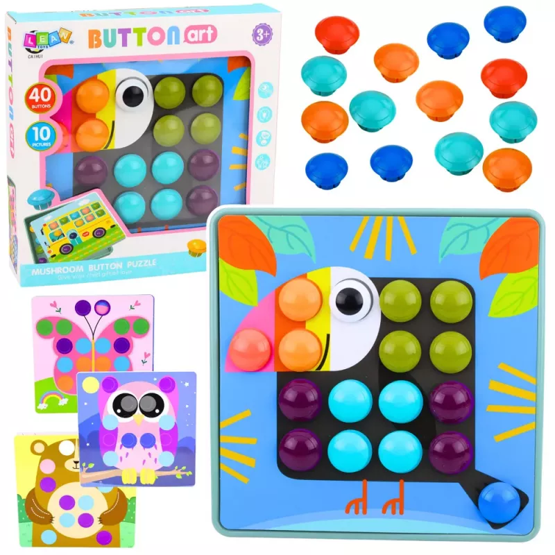 LEAN TOYS Creative Geometric Puzzle Mosaic Educational Puzzle Mushrooms 53 pcs.