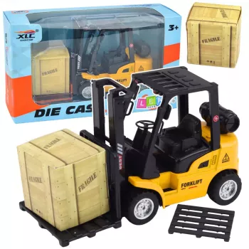 LEAN TOYS Forklift Truck with Motorized Metal Pallet Box Moving Forks Yellow