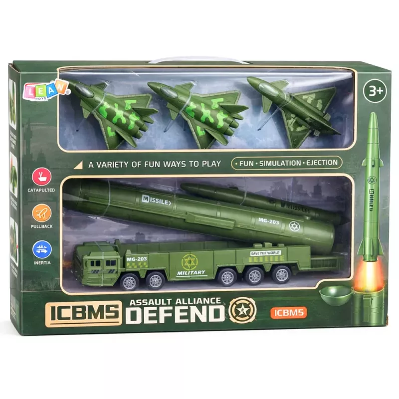 LEAN TOYS Military Set Truck Fighter Jets with Motorized Missile Launcher