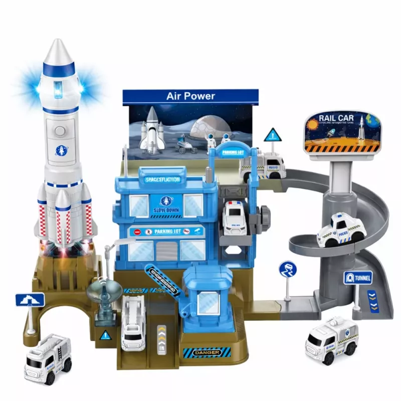 LEAN TOYS Interactive Space Station Parking Rocket Lights Sounds