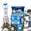 LEAN TOYS Interactive Space Station Parking Rocket Lights Sounds