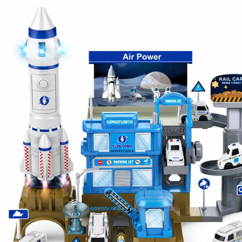 LEAN TOYS Interactive Space Station Parking Rocket Lights Sounds