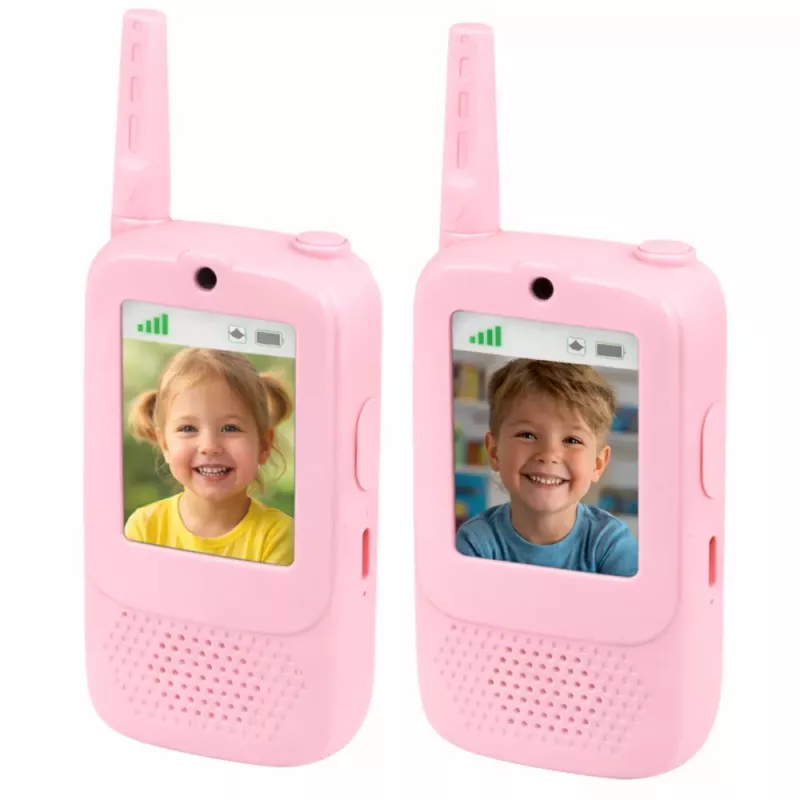 LEAN TOYS Walkie Talkies For Kids Video Talk Recording Camera Pink