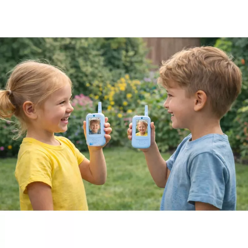 LEAN TOYS Walkie Talkies For Kids Video Talk Recording Camera Blue