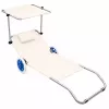 LEAN Beach Deckchair on Wheels, Garden, Folding, Aluminum Canopy, Cream
