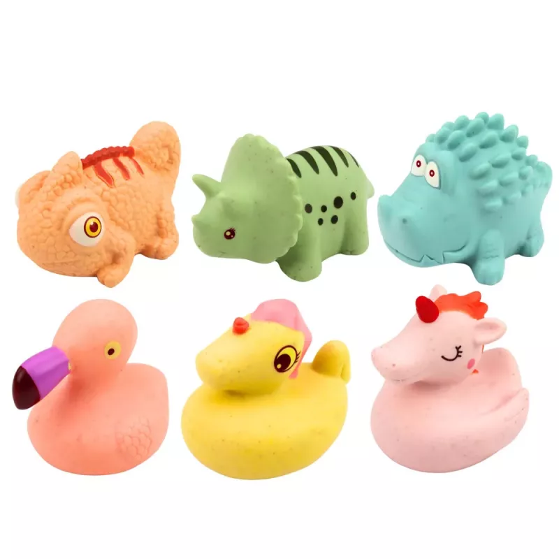 LEAN TOYS Set of Educational Rubber Animals for Bathing, Pastel Games, 6 pcs.