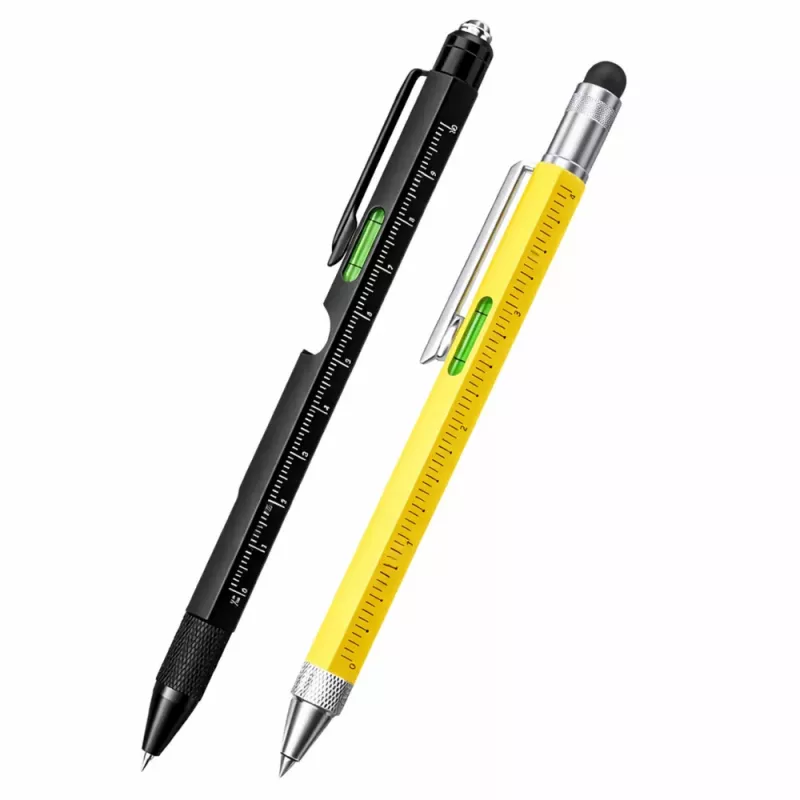LEAN 9-in-1 Multifunction Pen Spirit Level Flashlight Screwdriver Yellow Black 2 pcs