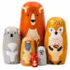 LEAN TOYS Set of Wooden Matryoshka Dolls Puzzle Forest Animals 6 pcs.