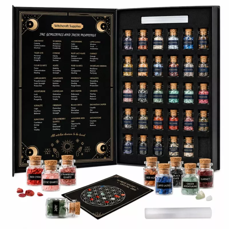 LEAN TOYS Set of Crystals of Minerals and Precious Stones in Jars Book 30 pcs.