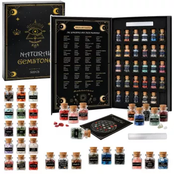 LEAN TOYS Set of Crystals of Minerals and Precious Stones in Jars Book 30 pcs.