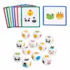 LEAN TOYS Educational Game For Kids Match Animals Wooden Dice Cards
