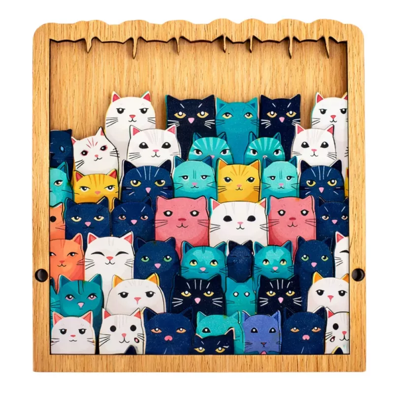 LEAN TOYS Wooden Puzzle Kittens Educational Puzzle Frame Bag 62 pcs.