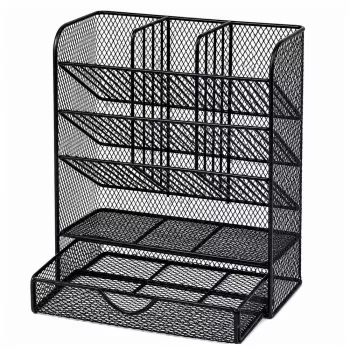 LEAN TOYS Metal Desk Organizer for Pens and Accessories, Black