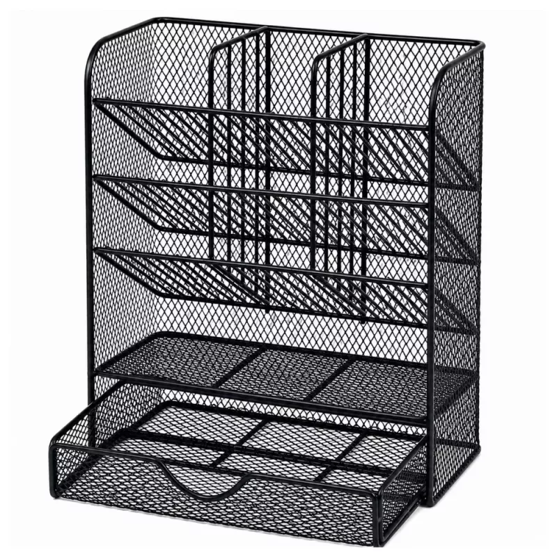 LEAN TOYS Metal Desk Organizer for Pens and Accessories, Black