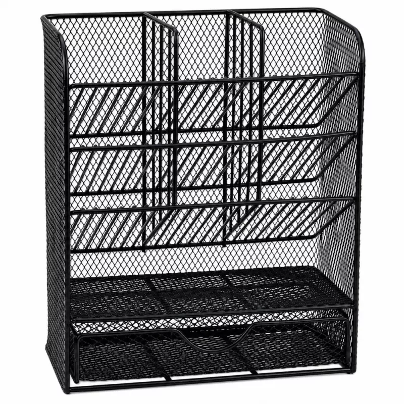 LEAN TOYS Metal Desk Organizer for Pens and Accessories, Black
