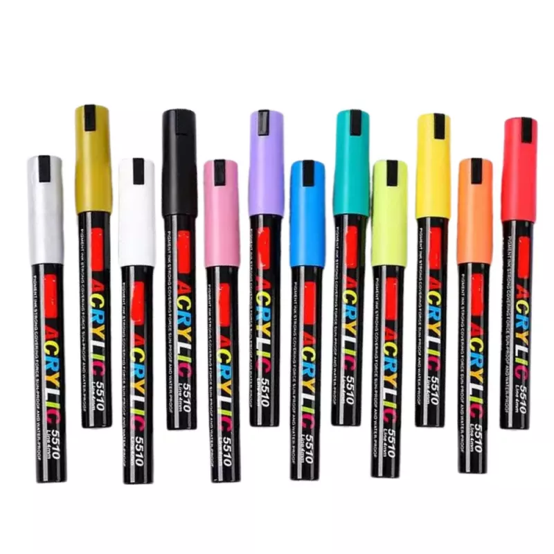 LEAN Set of 36 Acrylic Markers, Felt-Tip Pens, Waterproof Markers, Case