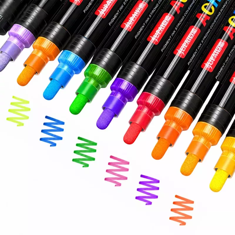 LEAN Set of 36 Acrylic Markers, Felt-Tip Pens, Waterproof Markers, Case