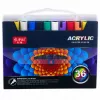 LEAN Set of 36 Acrylic Markers, Felt-Tip Pens, Waterproof Markers, Case