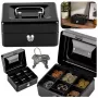 LEAN Small Metal Money Box Safe with Key Lock Black 13x10 cm