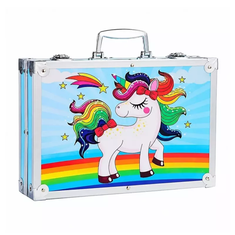 LEAN Art Set for Children Unicorn Blue Suitcase 150 pcs.