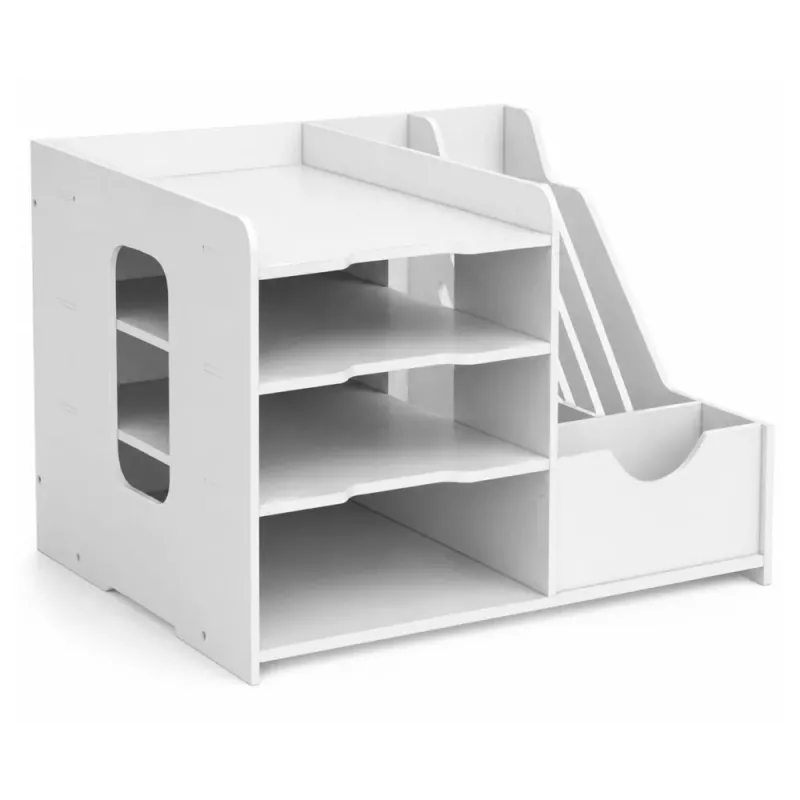 LEAN TOYS Wooden Desk Organizer for Binders Documents A4 White