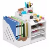 LEAN TOYS Wooden Desk Organizer for Binders Documents A4 White