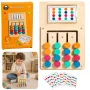 LEAN TOYS Wooden Logic Game Color Matching Puzzle Cards with Patterns 12pcs